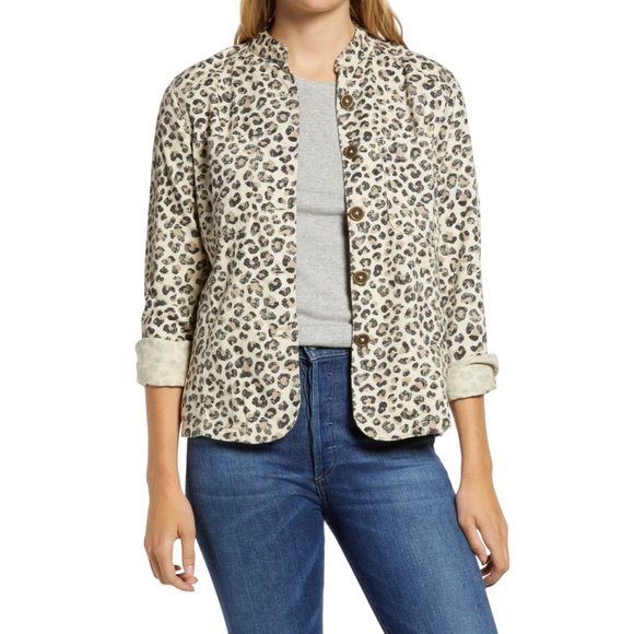 🆕 Caslon Collarless Animal Print Shirt Jacket - Picture 1 of 8